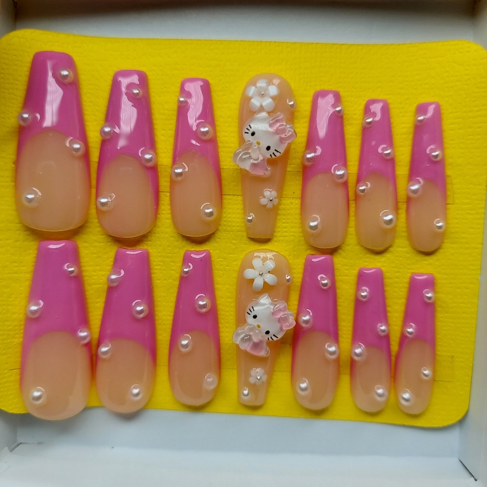 Pink Hello Kitty Press on Nails